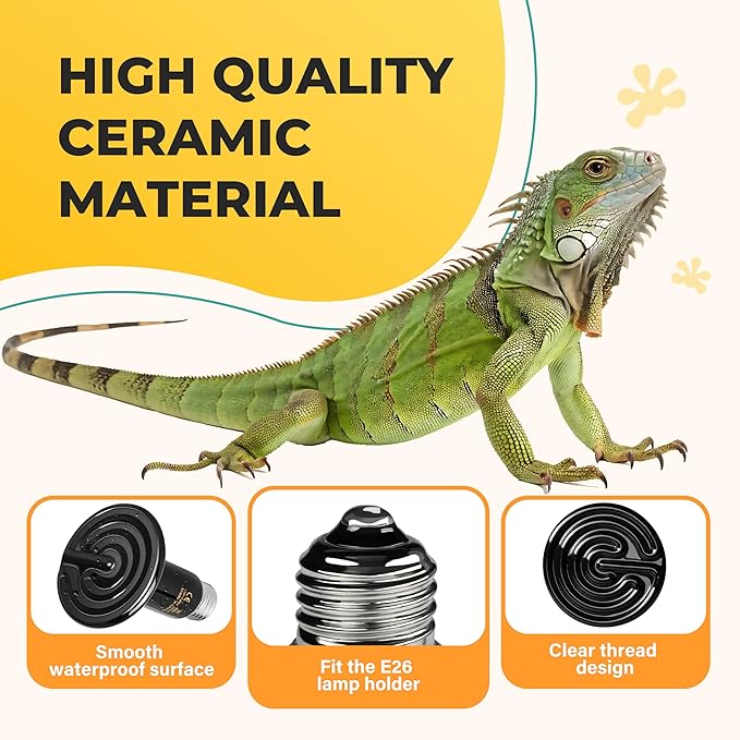 Ceramic Heat Emitter, 150W Reptile Heat Lamp, No Light Emitting Turtle Heater, Efficient Heating Solution for Aquariums, 2 Pack for Optimal Temperature Control