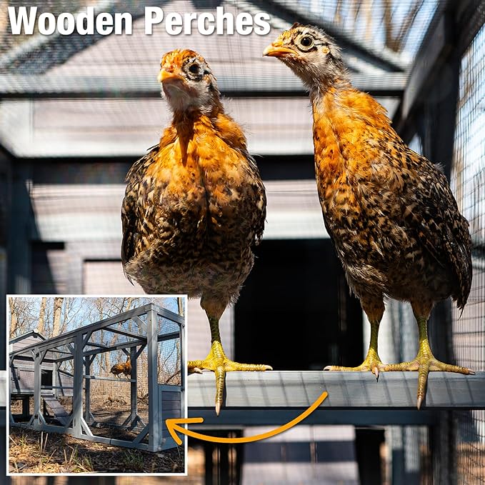 GUTINNEEN Chicken Coop Extra Large Chicken House with Run for 8-10 Chickens Hen House Poultry Cage Outdoor with Nesting Box,Strong Inron Edge