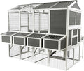 Large Chicken Coop with Chicken Run, Wooden Walk-in Chicken Coops for 10 Chickens, Outdoor Poultry Fence with Nesting Boxes, Pull Out Trays, Garden Backyard Pet Cage, 95''LX80''WX83''H