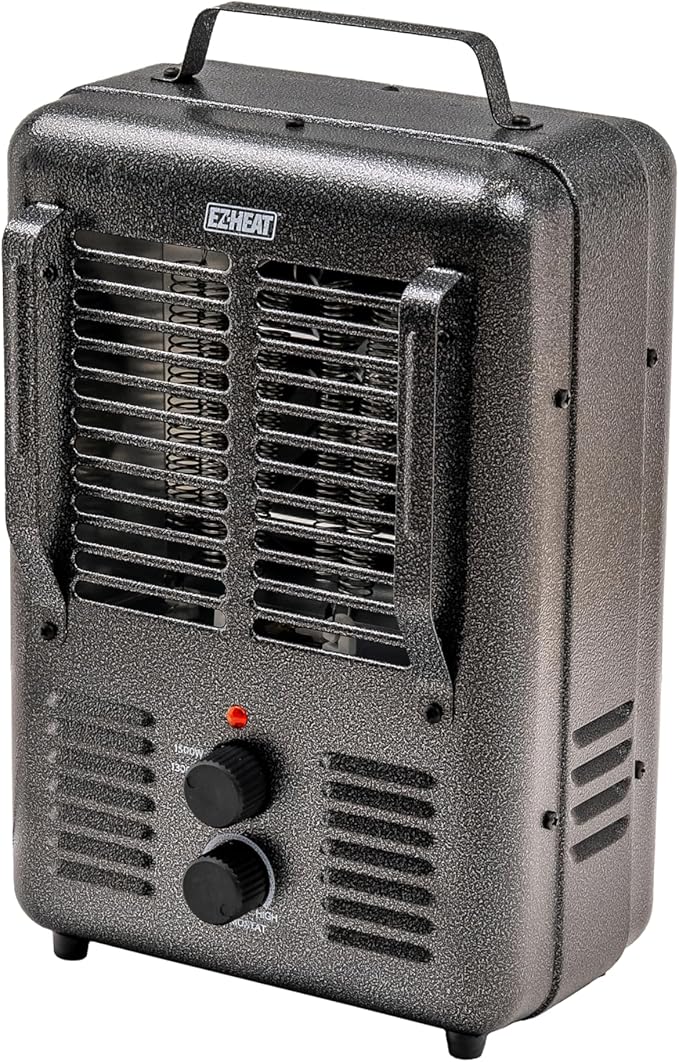 EZ-HEAT 1,500-Watt Portable Milkhouse Style Utility Space Heater with Adjustable Thermostat, Overheat Protection, and Safety Tip-Over Switch, Speckled Gloss, MTFH-01C