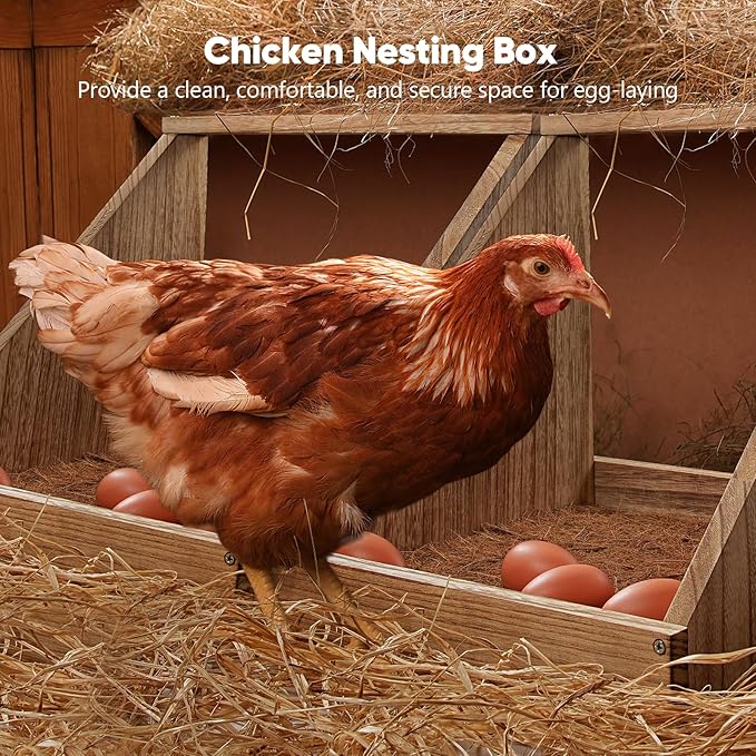 2 Pack Chicken Nesting Box, Wooden Chicken Coop, Chicken Coop Accessories, Chicken Laying Nest Box for Poultry Farm, Poultry Nesting Boxes with Nest Box Pads