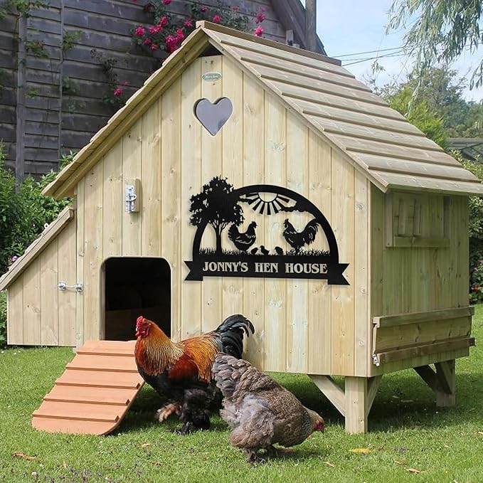 Personalized Chicken Coop Signs, Metal Funny Farm Decor, Chicken Coop Accessories, Metal Outdoor Wall Art, Custom Hen House Sign, Rustic Farmhouse Wall Decor for Farm Yard Garden Color05
