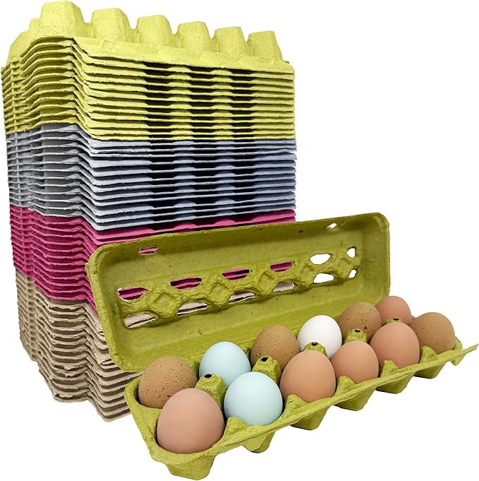 Paper Pulp Egg Cartons - Assorted Colors - 50 Pack