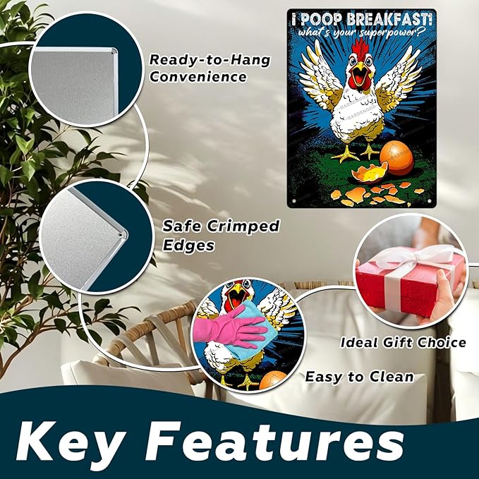 Funny Chicken Decorations For Kitchen Chicken Tin Sign Chicken Gifts 16x12 Inch