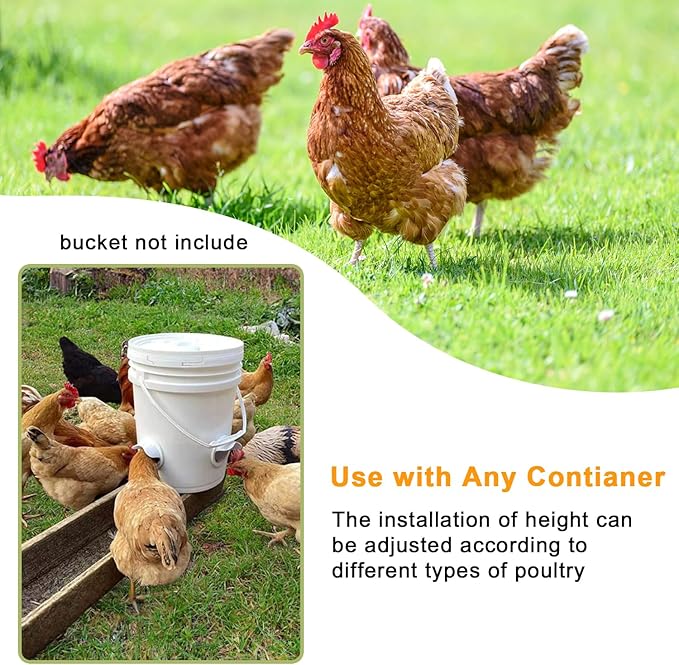 Chicken Feeder Ports Kit, 4 Pack DIY Bucket Poultry Feeder Cups with Hole Saw, No Waste Chicken Feeder for Backyard Coop