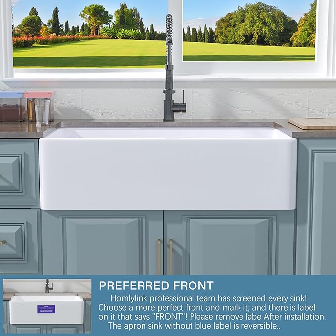 Extra Large White Farmhouse Sink 36 x 20 Inch, Firecaly Apron Front Undermount Farm Kitchen Sink Deep Single Bowl for Kitchen, w Accessories 2 Types, Fits MIN. Cabinet Size: 24"Dx39"W