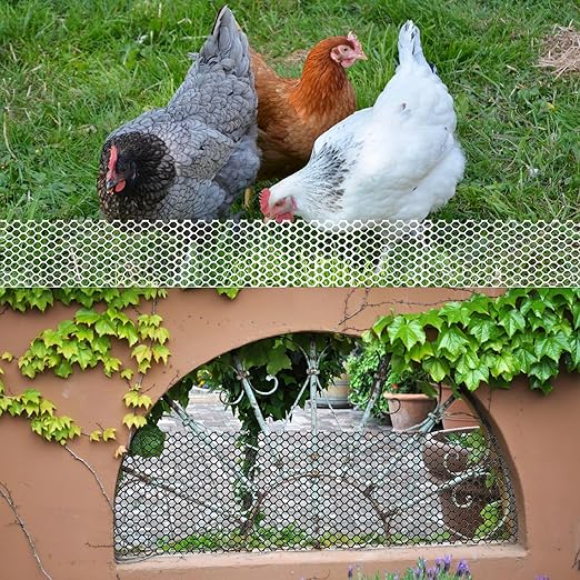 KYHSOM Black Plastic Chicken Wire Fence Mesh,Plastic Wire Mesh Fence Roll 7.87IN x5.91FT - Plastic Wire Mesh Fence with 25 Straps Suitable for Garden Guardrails, Poultry, and Rabbits