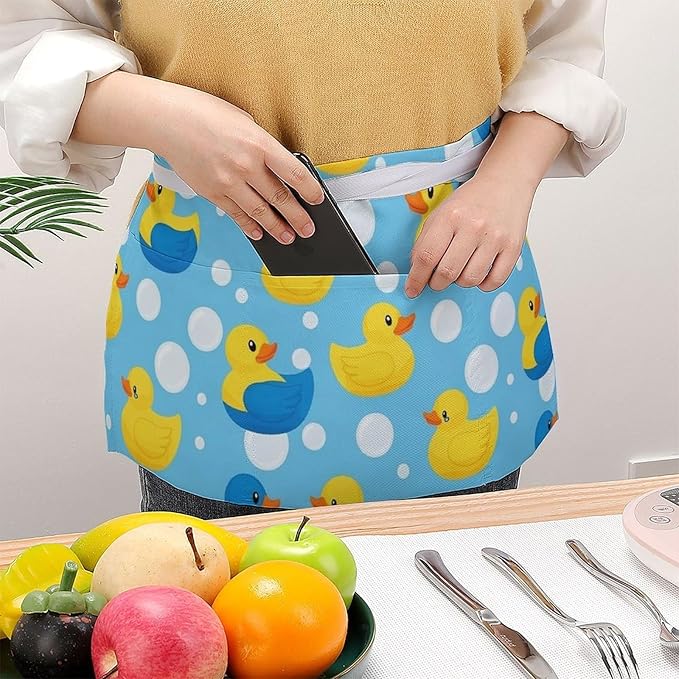 Server Apron with 3 Pockets Waist Waiter Waitress Half Apron Short Aprons