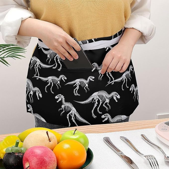 Half Apron with 3 Pockets Chef Cooking Kitchen Restaurant Aprons for Women Men