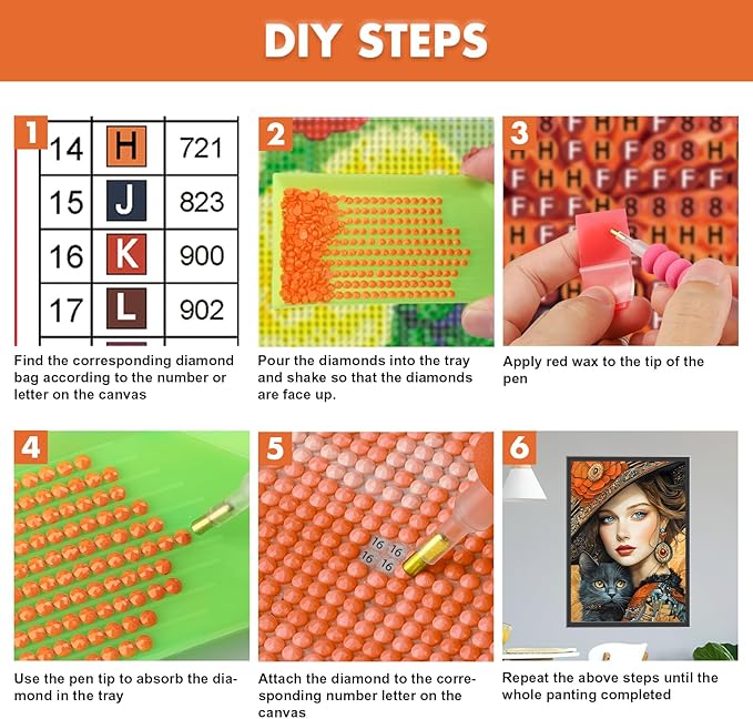 MAXBYE Diamond Painting Kits for Adults, Pretty Woman Hugging Black Cat Diamond Art Kits for Beginner, DIY 5D Full Drill Diamond Dots Crystal Art and Craft Kits for Home Wall Decoration 12x16inch