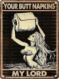 Mermaid Vintage Sign Your Butt Napkins My Lord Metal Sign Funny Bathroom Decor Restroom and Toilet Accessories Sign 12X16Inch
