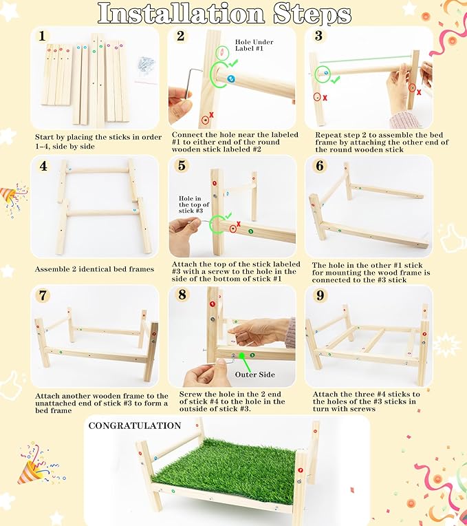 FlidRunest Extra-Large Wooden Chicken Toys, Natural Chicken Foraging Bed Toy for Coop, Multifunctional Training Perch Stand and for Poultry Chick, Hens, Rats