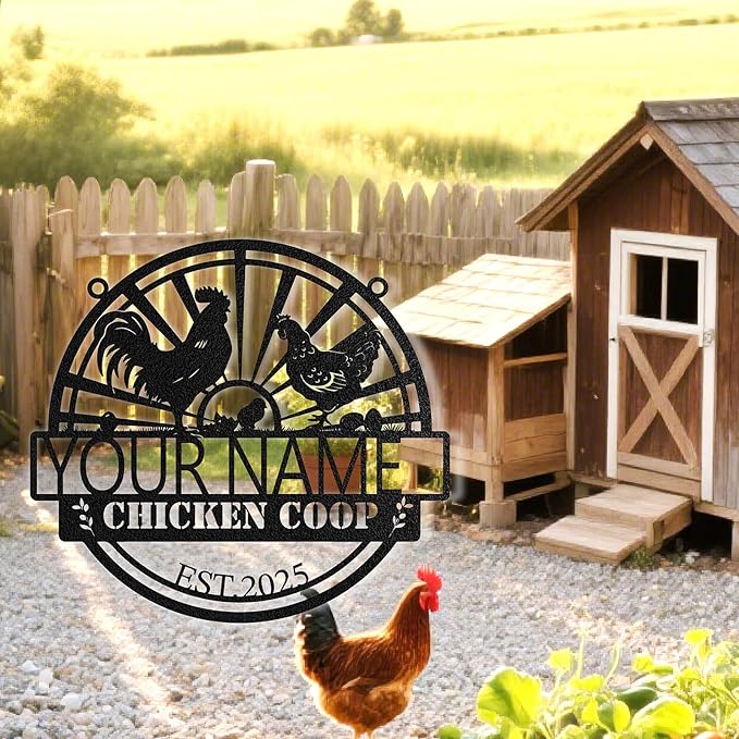Custom Chicken Coop Signs, Personalized Chicken Coop Signs, Custom Metal Farm Sign for Outdoor, Chick Hen House Sign Funny Farmhouse Outside Wall Decor Gift