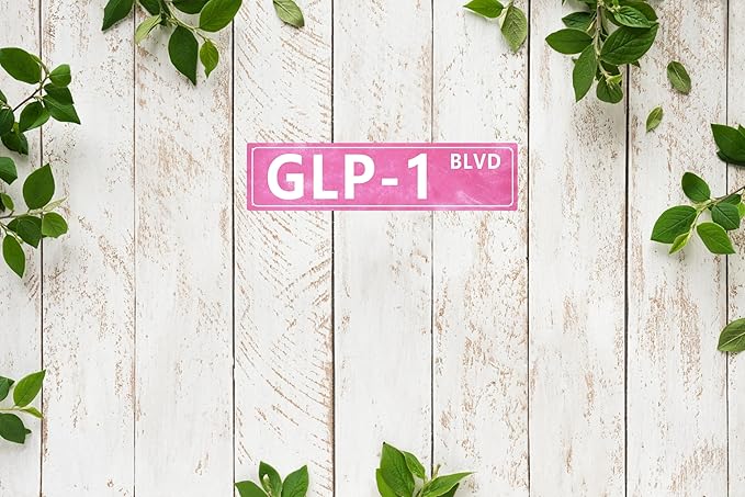 CSWLJS Funny Rustic Metal Tin Signs GLP-1 Kitchen Sign Wall Decor Pink Vintage Farmhouse Bar Decor for Home Pantry Dining Room Coffee Shop 4x16 In