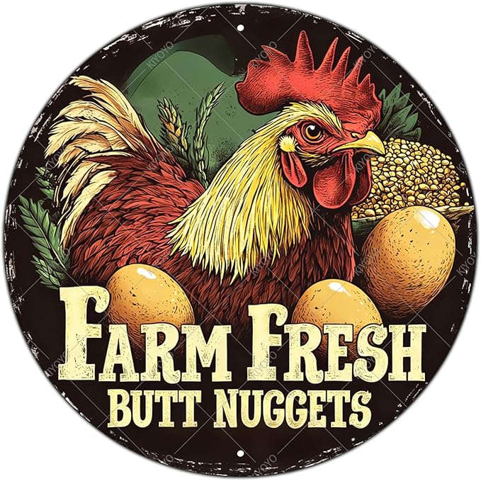 Vintage Chicken Coop Metal Tin Sign Rustic Farm Fresh Eggs Wall Art Antique Farmhouse Kitchen Decor Outdoor Garden Plaque Retro Ornament 12 Inch