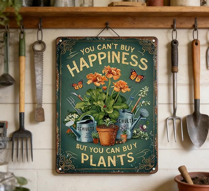 Vintage Garden Metal Sign Funny Gardening Tin Signs Rustic Farmhouse Wildflowers Plants Aluminum Wall art for Home Garden Patio Farm Yard Bar Outdoor Indoor Decor 8x12 Inch