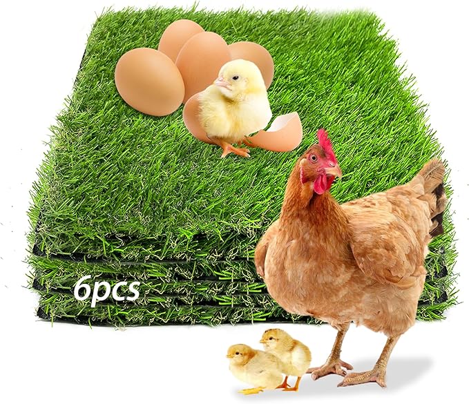 Nesting Box Pads for Chickens Washable,6PCS Reusable Laying Hen Nesting Pads Artificial Grass Rug Green Fake Turf Chick Mat Chicken Coop Accessories (11.8"x11.8"x1.18")