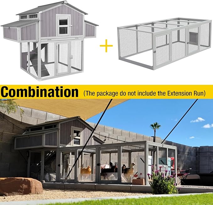 Chicken Coop Large Poultry Cage with Strong Iron Edge Chicken House with Nesting Box Easy to Set Up,Portable