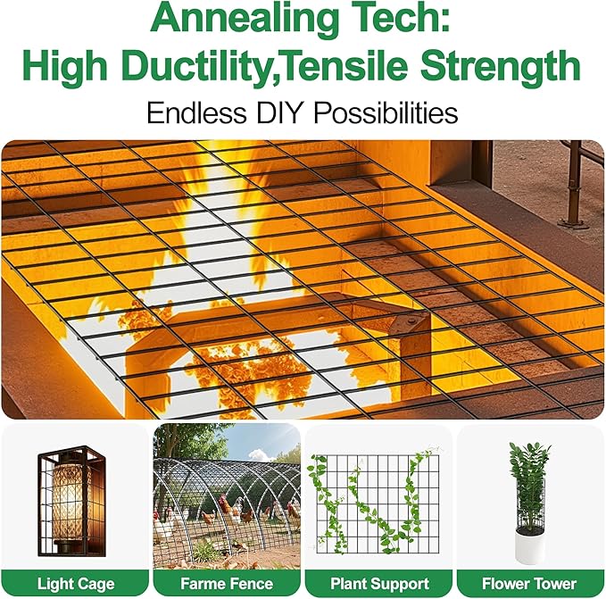 AMAGABELI GARDEN & HOME Black PVC Coated Weld Wire Fence Mesh 24inch ×50ft Hardware Cloth for Chicken Coop Vegeatable Garden Bed Yard Plant Protection Poultry Netting Barrier Dog Cat with Stakes Ties