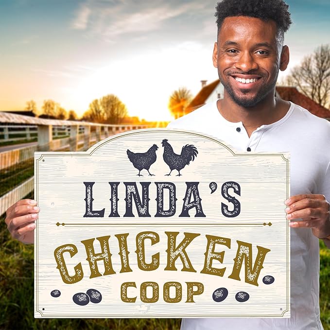 Custom Chicken Coop Sign, Personalized Name for Farm, for and Backyard Décor Sign, 18x24 Inches, Rust Free .063 Aluminum, Fade Resistant, Made in USA by Sigo Signs
