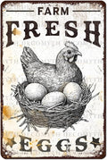 Vintage Chicken Coop Tin Sign Farm Fresh Eggs Retro Chicken Hen Rooster Metal Poster Funny Pet Lovers Wall Art Accessories for Coop Shop Bar Farmhouse Garden Plaque Farm 12 * 8inch