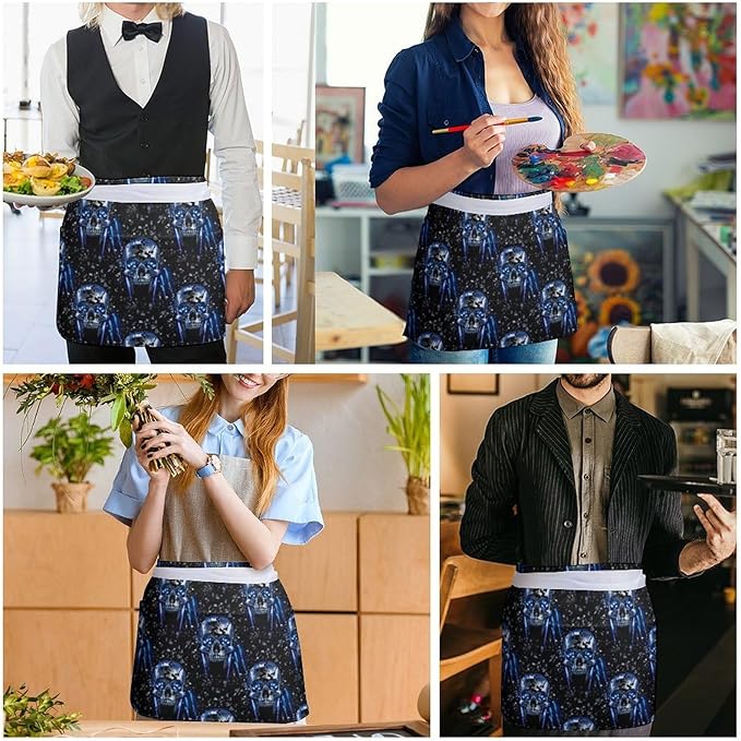 Half Apron with 3 Pockets Chef Cooking Kitchen Restaurant Aprons for Women Men