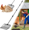Chicken Poop Scooper,10-inch 37 to 63" Long Chicken Coop Scoop with Stainless Steel Handle, Chicken Coop Cleaning Rake for Poop Sand, Large Hen Litter Sifter Shovel