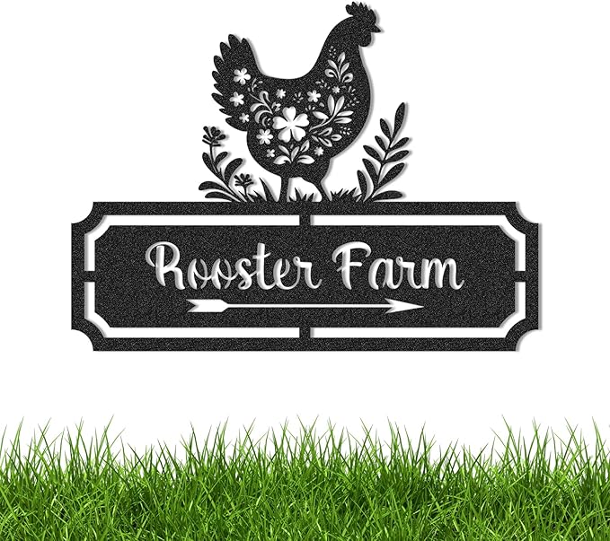 Personalized Chicken Coop Signs, Outdoor Chicken Coop Decor, Vintage Farmhouse Wall Decor, Custom Metal Name Sign for Farm Yard Garden Home, Gifts for Chicken Lovers Color05