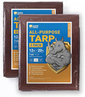 GUARD SHIELD Brown/Green Tarp 12x20 Feet Medium Duty Outdoor Waterproof Multi Purpose Poly Tarps Cover 7mil (2-Pack)