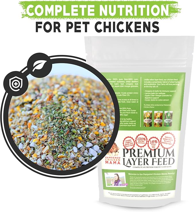 Pampered Chicken Mama Chicken Feed Mash - Premium Layer Feed Pellets - High Protein & High Calcium Chicken Grower Feed Supplies (10 Pounds)
