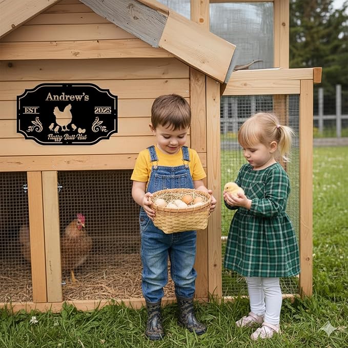 Custom Chicken Coop Metal Sign, Personalized Chicken Coop Sign for Outside, Custom Metal Hen House Farm Signs, Chickens Hen House Farmhouse Wall Art Decor