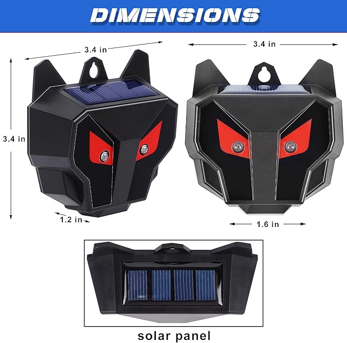 Lulu Home 4 Packs Solar Animal Repeller, Nocturnal Predator Deterrents with Red LED Flashing Lights Drive Away Raccoons, Deer, Skunks, Coyotes, Birds, Foxes from Chicken Coop Yard Farm