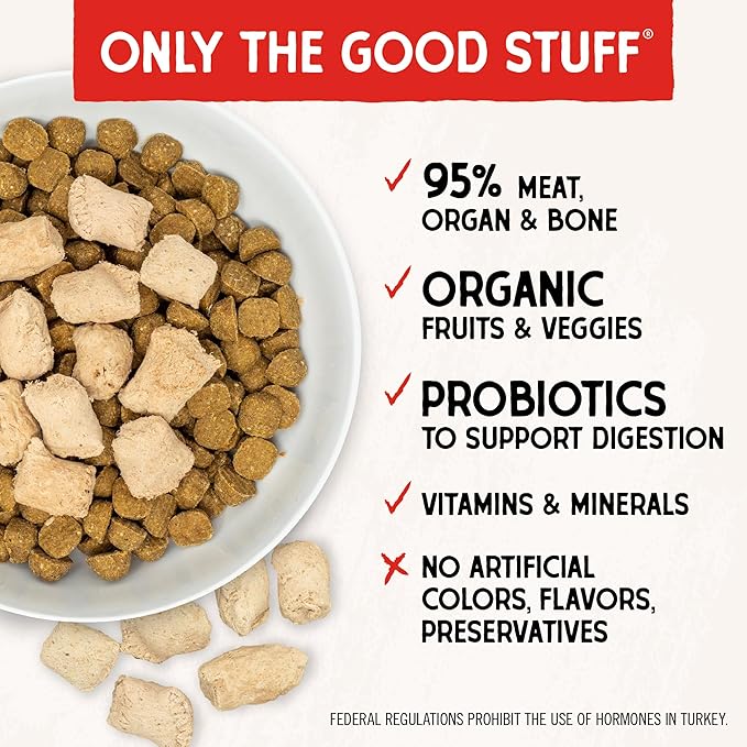 Stella & Chewy's Freeze-Dried Raw Tantalizing Turkey Meal Mixers- Dog Food Topper and Mixer - Made with 95% Cage-Free Turkey, Organs & Bone - Perfect for Picky Eaters - Grain-Free - 1 oz (Pack of 6)