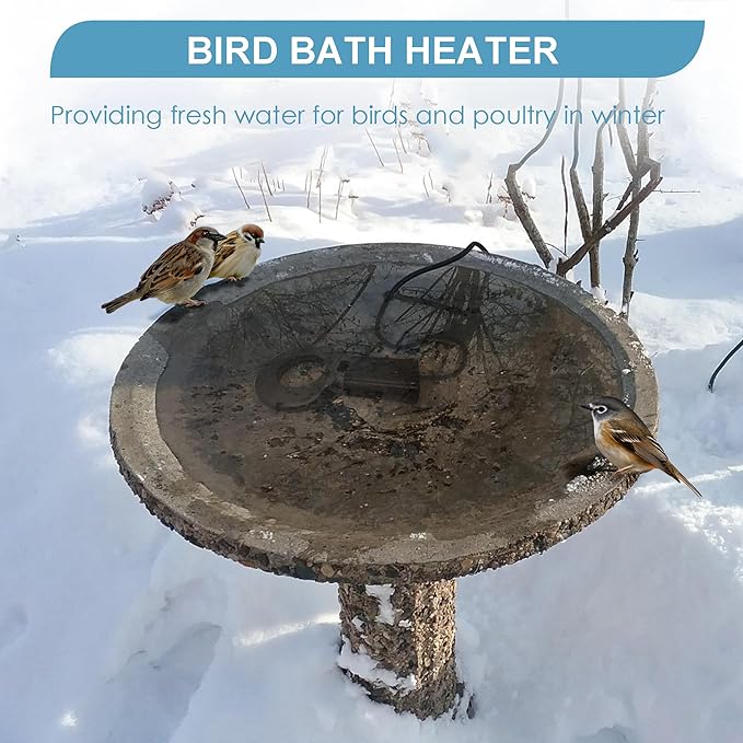 150 Watt Utility De-Icer Submergible Cast Aluminum Chicken Water Heater for Winter Bird Bath Heater (1, Black)