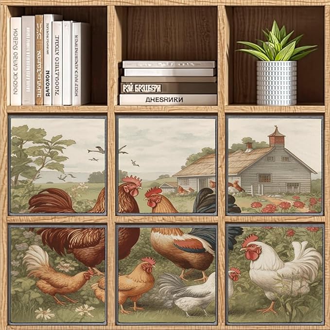 Chickens And Farm Storage Bins Cubes Fabric Cube Organizer Foldable Storage Boxes Large Storage Baskets Oxford Cloth Cube Bins for Home Clothes Closet Organizers 6 Pack