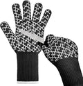 HandLove Aramid Heat Resistant BBQ Gloves – Grilling & Oven Gloves with Fingers, Silicone Grip & Long Cuffs for Cooking, Baking, and Outdoor Barbecue – Black,L