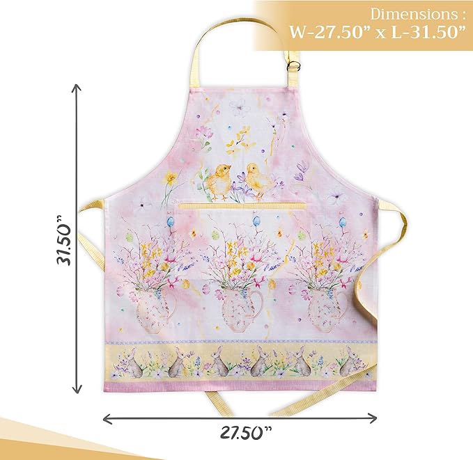 Maison d' Hermine 100% Cotton Apron for women with Pocket Kitchen Chef Apron for Men Cooking Easter Decorations
