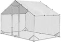 LEMBERI Metal Chicken Coop Spire Roof Walk in Chicken Run Pen for 6 Chickens, Galvanized Rabbits Duck Poultry Cage with Waterproof Cover for Outdoor,Backyard and Farm