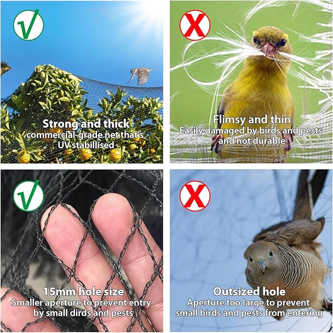 Bird Netting 25x50 ft,1" Mesh Garden Netting Pest Barrier for Plants, Fruit Trees, Vegetables, Extra Strong Woven Mesh Poultry Net for Chicken Run, Animal Fencing Against Birds, Deer, Poultry