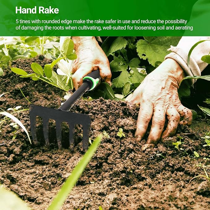 Garden Tools Set, 3 Pack Heavy Duty Gardening Kit Including Garden Shovel, Transplant Trowel and Hand Rake, Ideal for Digging, Weeding and Planting