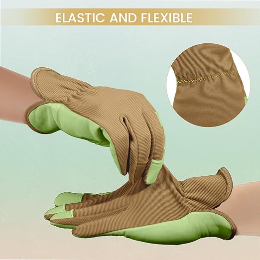 Gardening Gloves, Garden Gloves for Women and Men, Thorn Proof Working Gloves, Durable Leather Work Garden Gloves for Yard & Outdoor Work, Green, XL