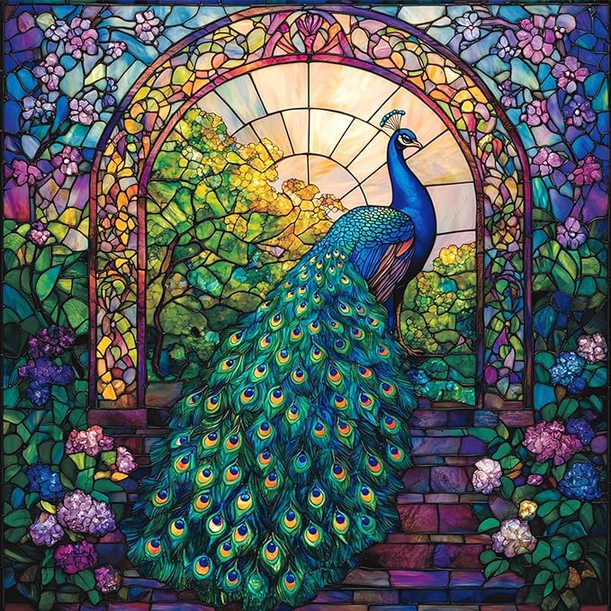 MAXBYE Diamond Painting Kits for Adults, Peacock Diamond Art Kits for Beginner, DIY 5D Full Drill Diamond Dots Crystal Art and Craft Kits for Home Wall Decoration 12x12inch