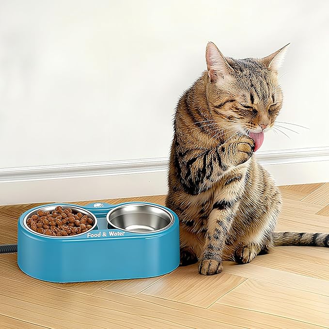 Heated Water Bowl for Dog & Cat, Outdoor Heated Dog Bowl Provides Drinkable Water & Food in Winter, Heated Pet Bowl for Outside, Smart Thermal-Dish for Rabbit, Chicken, Duck, Squirrel (110 OZ)