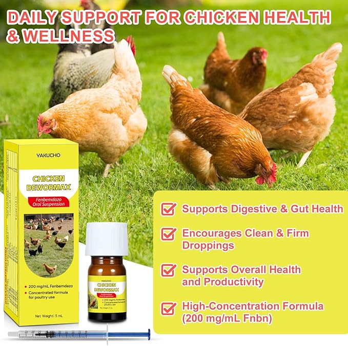 Yakucho Dewomax for Chickens, Digestive Support Liquid - Natural Gut Balance Formula for Chickens, Egg Safe, Easy to Aadminister – 5 mL