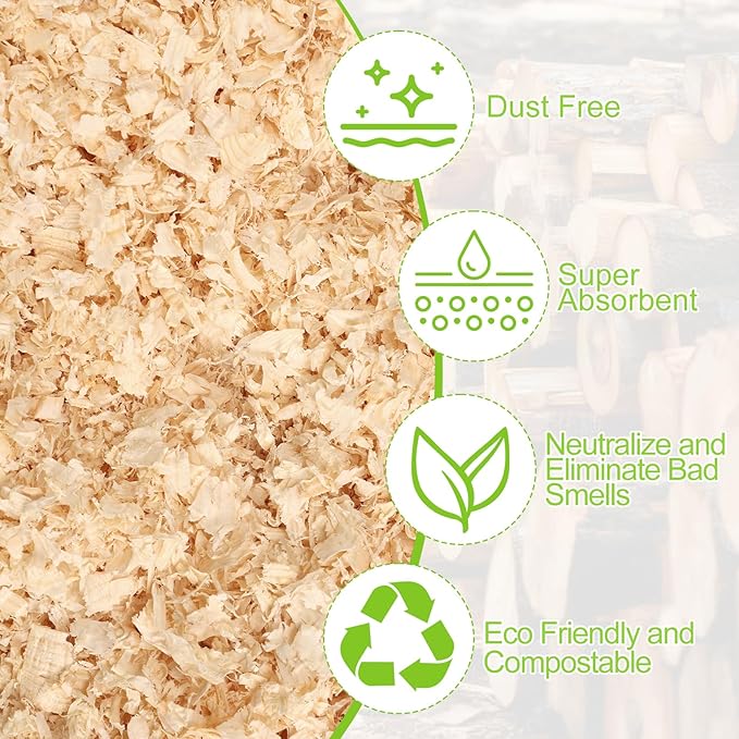 80 Ounces Premium 100% Natural Radiata Pine Shavings for Chicken Coop Bedding,5LB Wood Pine Shavings,Super Absorbent,Low Dust,Eliminating Bad Smells for Chicken Coops Nesting Boxes Brooder