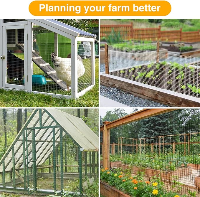 Black Hardware Cloth 16" x 10' 1 Inch 16 Gauge, PVC Coated Galvanized Steel Wire Mesh Roll, Welded Metal Fencing for Chicken Coop, Garden Fence, Poultry, Rabbit, Snake Barrier, and Home Improvement
