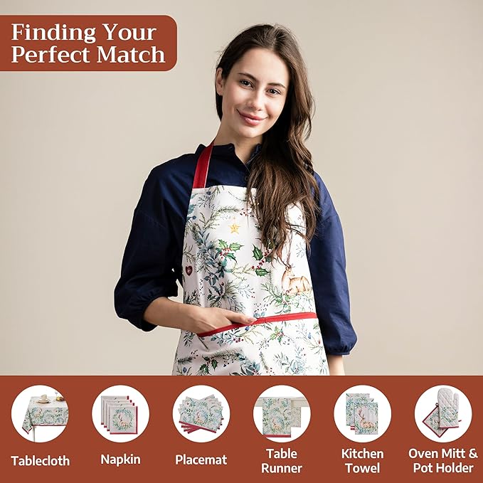 Maison d' Hermine 100% Cotton Apron for women with Pocket Kitchen Chef Apron for Men Cooking Easter Decorations