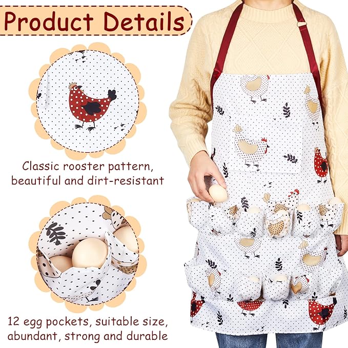 Vicenpal Egg Apron, Egg Collecting Apron for Chicken Hen Duck Goose Eggs,13 Pockets for Collecting,chicken Lovers Gifts for Christmas