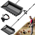 12" Metal Chicken Poop Scooper Rake for Sand with 24 to 68" Handle, Adjustable Chicken Poop Scooper for Poop,Wide 10”Poop Shovel Cleaning Tools, Heavy Duty Sifting Shovel (Black Max)