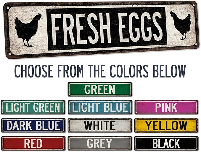 Fresh Eggs Chicken Coop Sign - Made In USA - Farm Fresh Eggs Chicken Décor Kitchen Décoration Hen House Sign Outdoor Sign 104180017016
